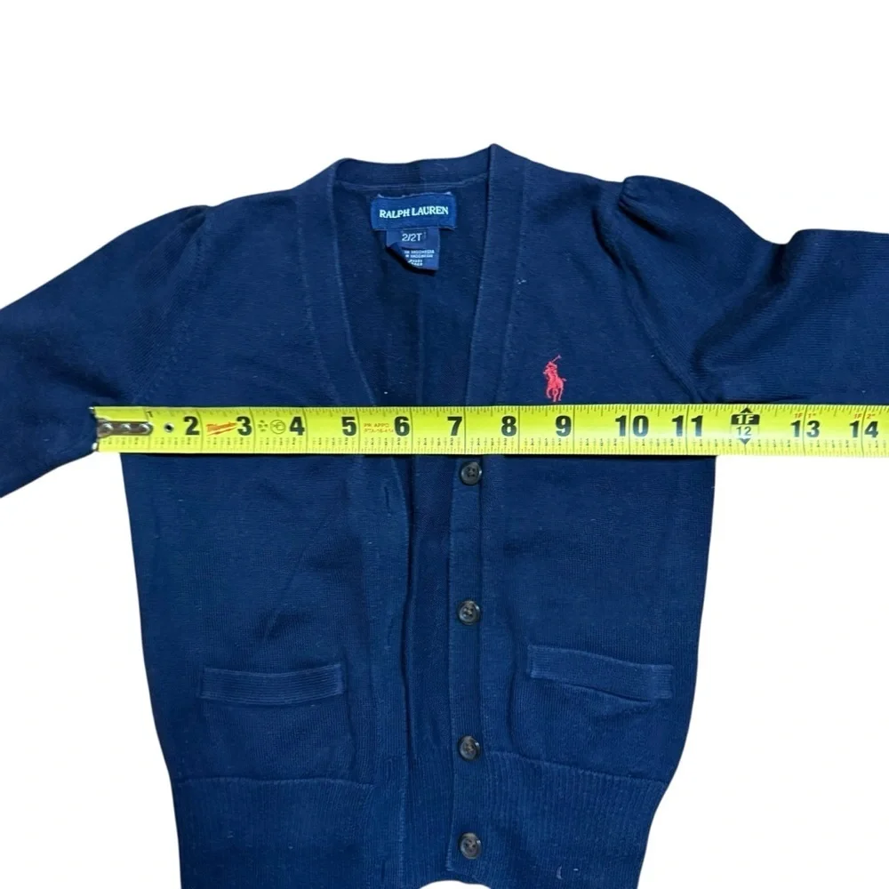 Ralph Lauren Girls Navy Blue Long Sleeve Knit Supima Cotton Cardigan Size 2T